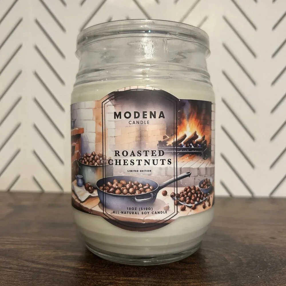 NEW Modena Candle Roasted Chestnuts Limited Soy Candle 18oz Holiday Kitchen